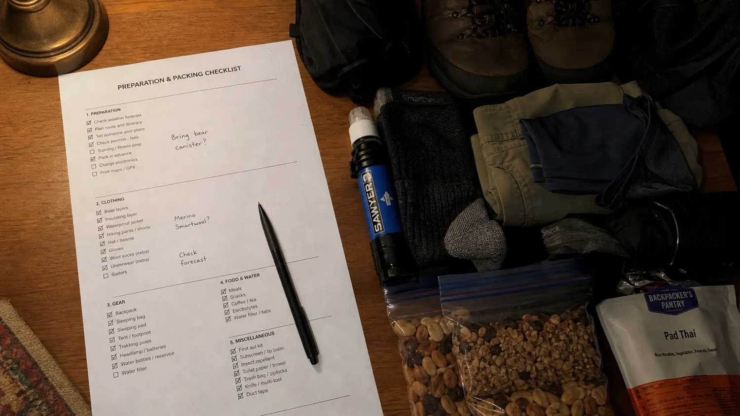 Die komplette Vorbereitungs- und Packliste